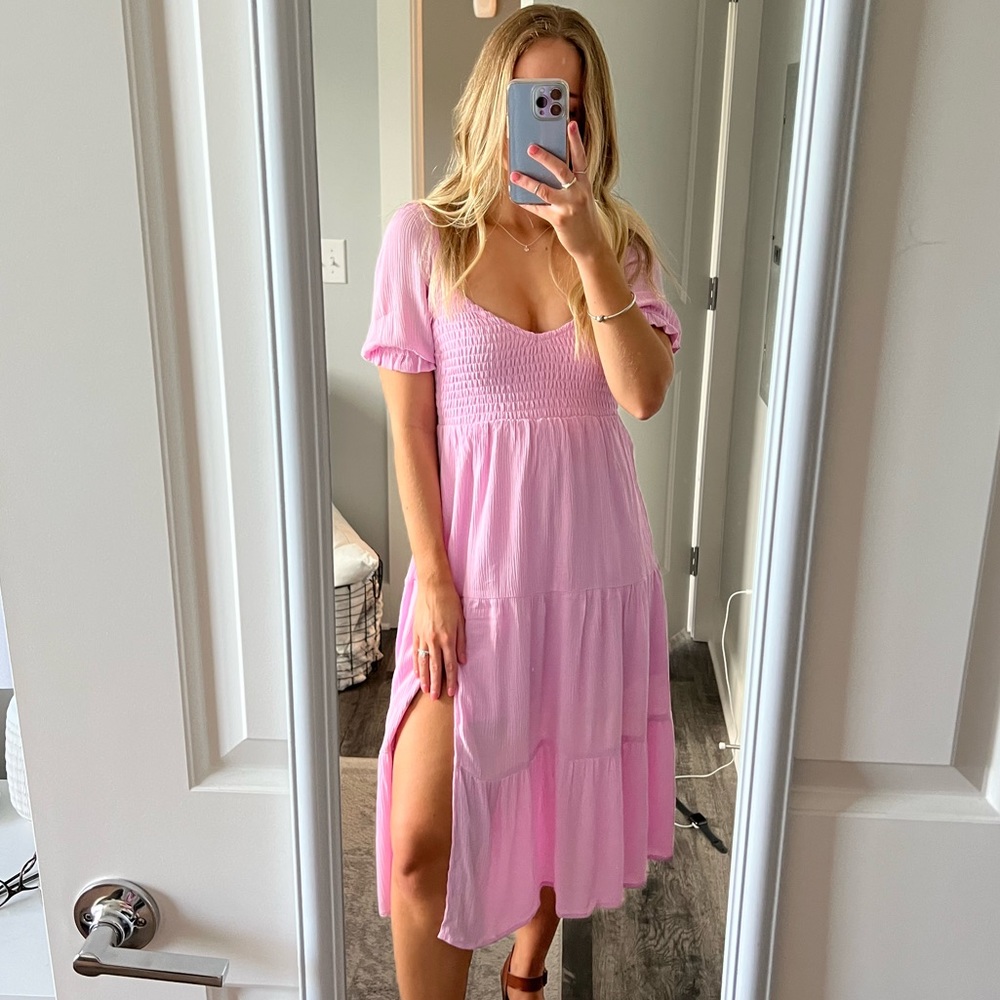 Abercrombie pink midi dress